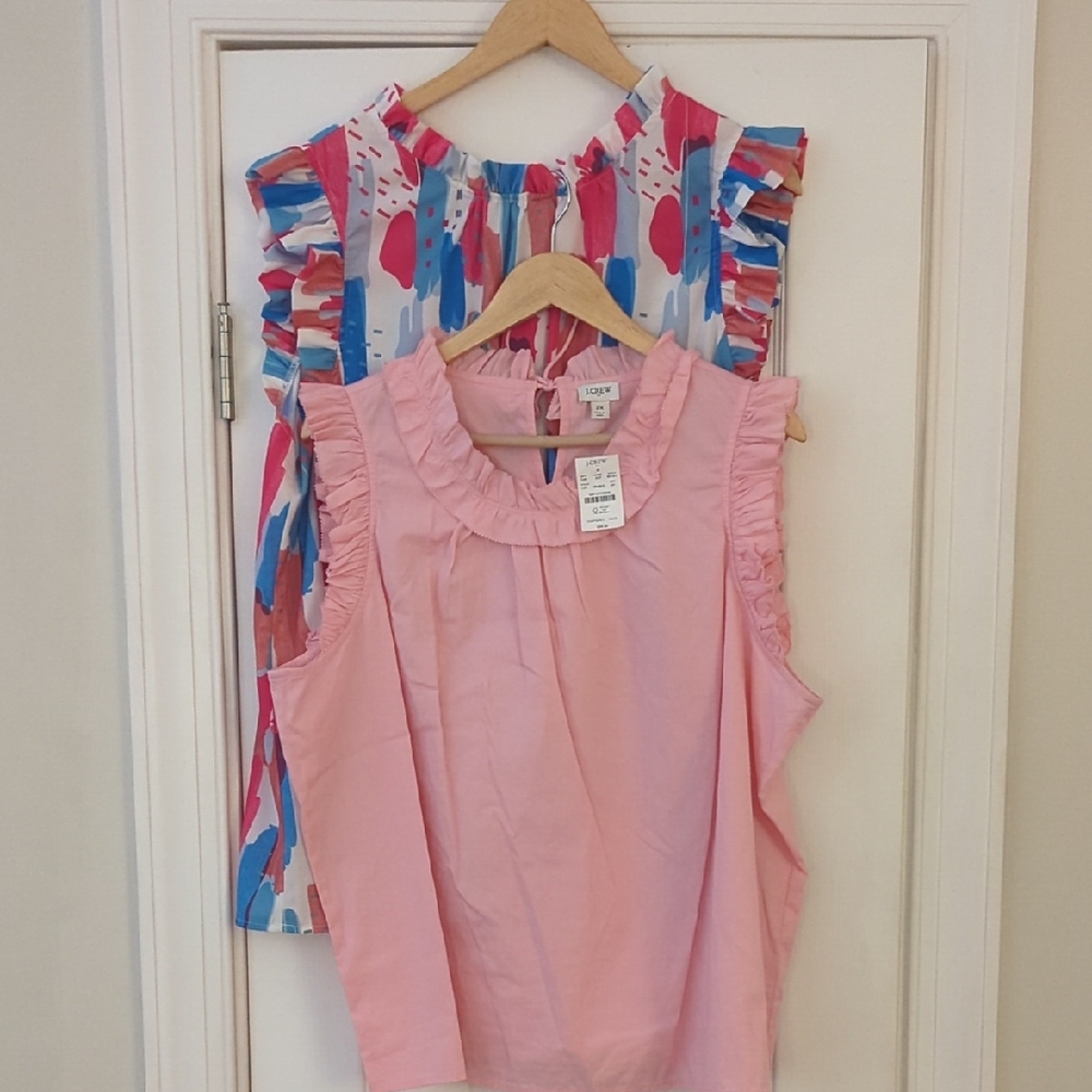 J. Crew Pink Ruffle Blouse